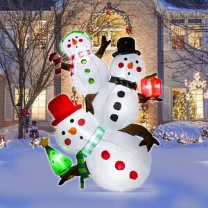 Christmas Tumbling Snowman Inflatable Decoration LED Lights Blow-Up 5.4’ Yard